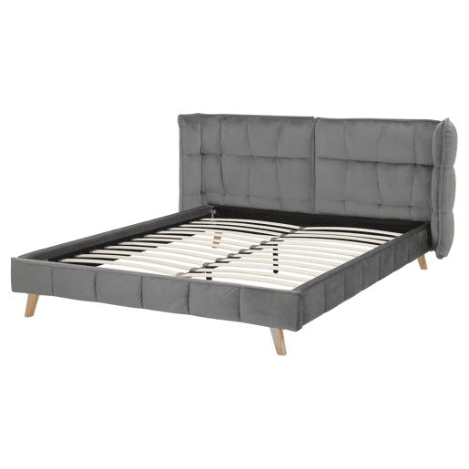 Cama Veludo SENLIS 160 x 200 cm Cinzento