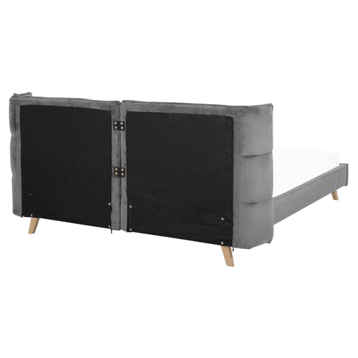 Cama Veludo SENLIS 160 x 200 cm Cinzento