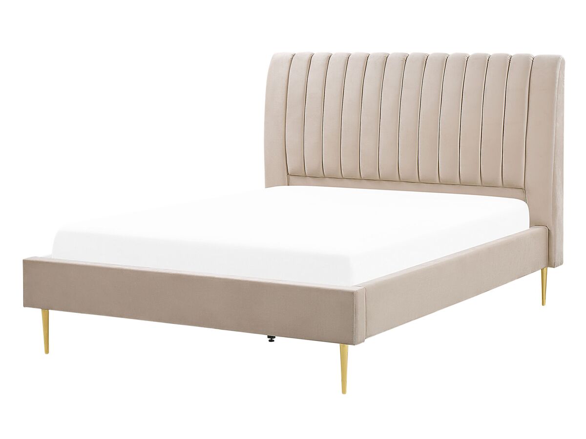 Beliani Cama Terciopelo MARVILLE 162x225 Arena