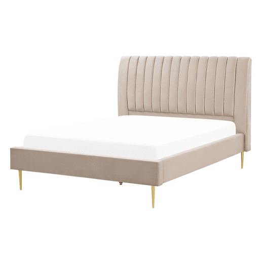 Cama Veludo MARVILLE 140 x 200 cm Cor de areia