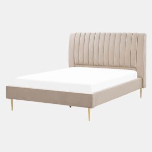 Cama Veludo MARVILLE 140 x 200 cm Cor de areia