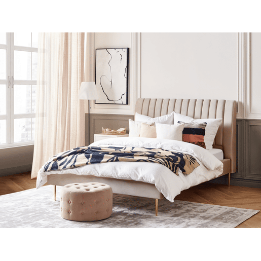 Cama Veludo MARVILLE 140 x 200 cm Cor de areia