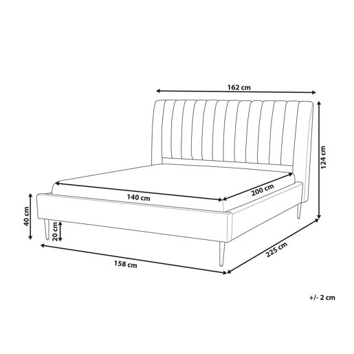 Cama Veludo MARVILLE 140 x 200 cm Cor de areia