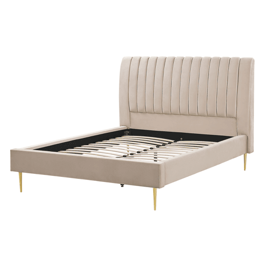 Cama Veludo MARVILLE 140 x 200 cm Cor de areia