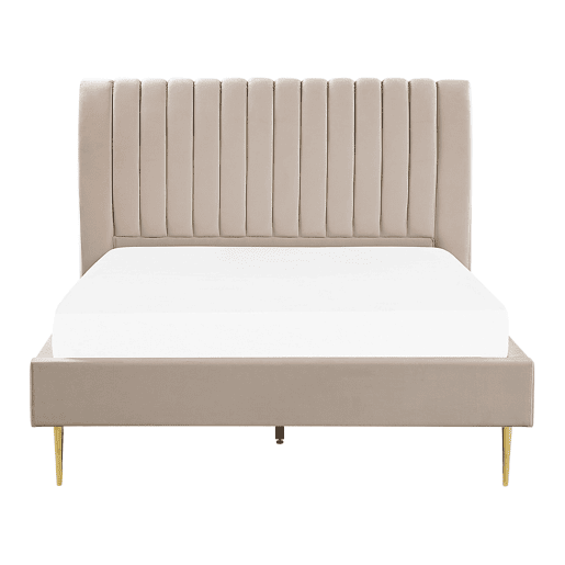 Cama Veludo MARVILLE 140 x 200 cm Cor de areia