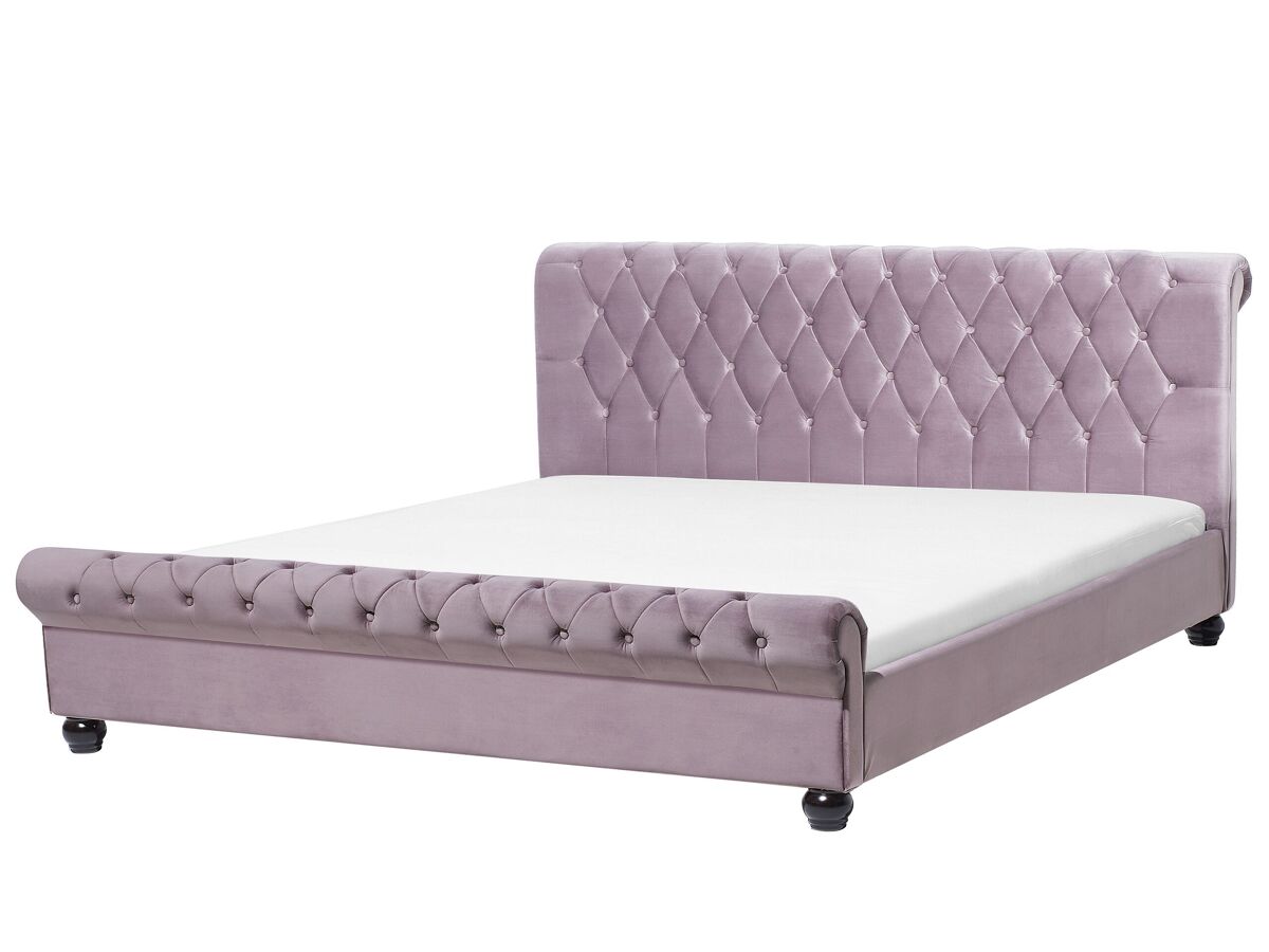 Beliani Cama Terciopelo AVALLON 192x233 Rosa