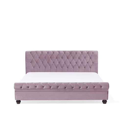 Cama Veludo AVALLON 180 x 200 cm Rosa