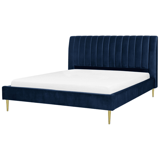 Cama Veludo MARVILLE 180 x 200 cm Azul marinho