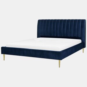 Cama Veludo MARVILLE 180 x 200 cm Azul marinho