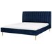 Beliani Cama Terciopelo MARVILLE 198x225 Beliani Cama Terciopelo MARVILLE 198x225 Azul Marino