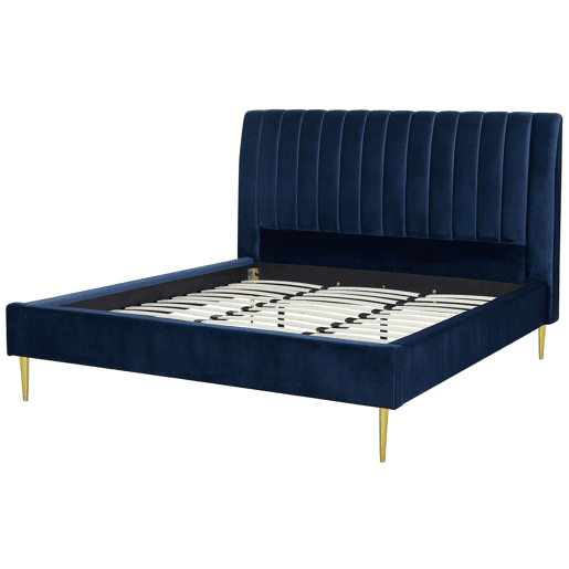 Cama Veludo MARVILLE 180 x 200 cm Azul marinho