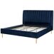 Beliani Cama Terciopelo MARVILLE 198x225 Beliani Cama Terciopelo MARVILLE 198x225 Azul Marino