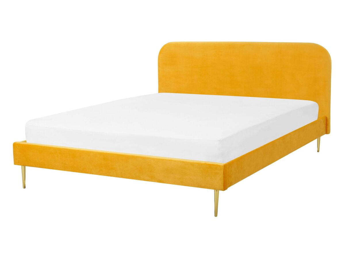 Beliani Cama Terciopelo FLAYAT 153x215 Amarillo