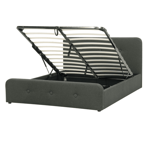 Cama baú Tecido RENNES 140 x 200 cm Cinzento escuro