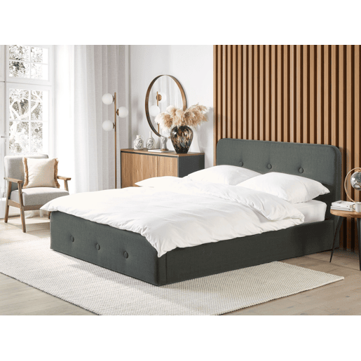 Cama baú Tecido RENNES 140 x 200 cm Cinzento escuro