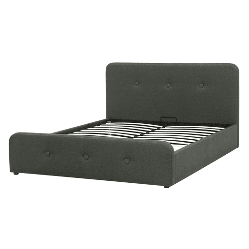 Cama baú Tecido RENNES 140 x 200 cm Cinzento escuro