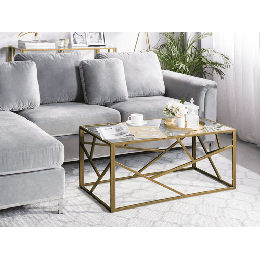 Mesa de centro ORLAND Vidro Dourado