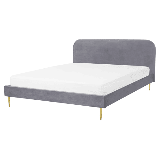 Cama Veludo FLAYAT 160 x 200 cm Cinzento