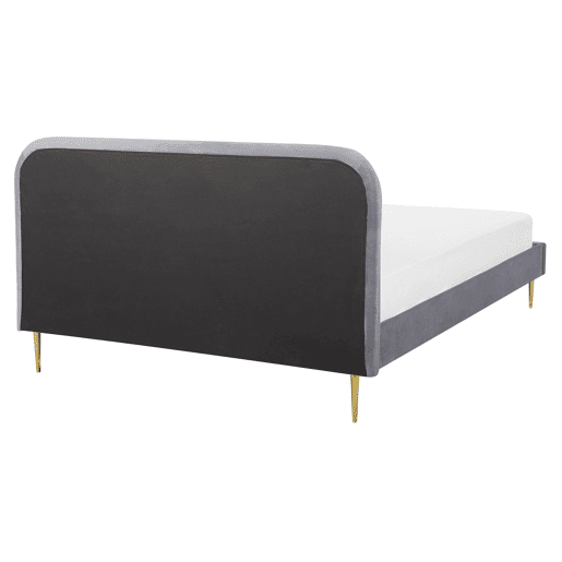 Cama Veludo FLAYAT 160 x 200 cm Cinzento
