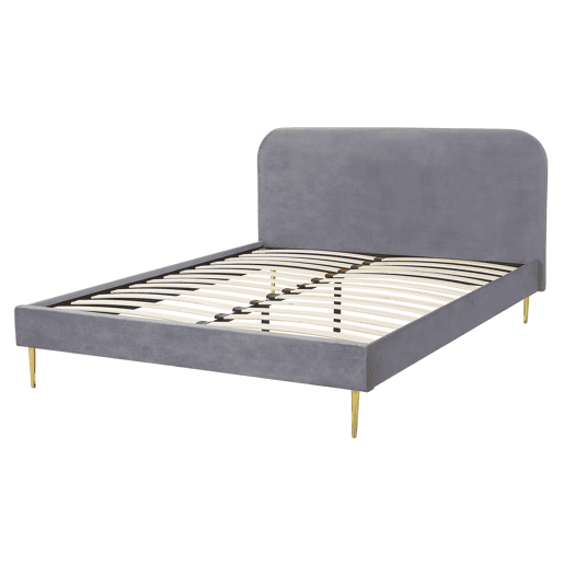 Cama Veludo FLAYAT 160 x 200 cm Cinzento