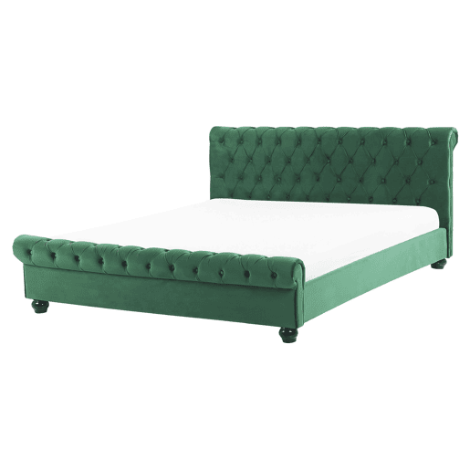 Cama Veludo AVALLON 160 x 200 cm Verde esmeralda