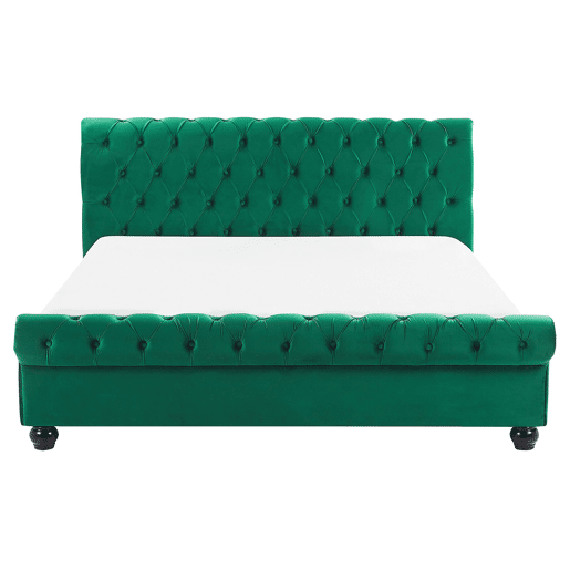 Cama Veludo AVALLON 160 x 200 cm Verde esmeralda