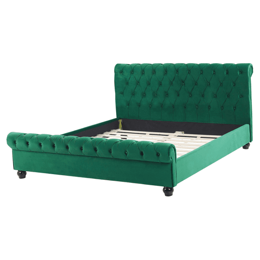 Cama Veludo AVALLON 160 x 200 cm Verde esmeralda