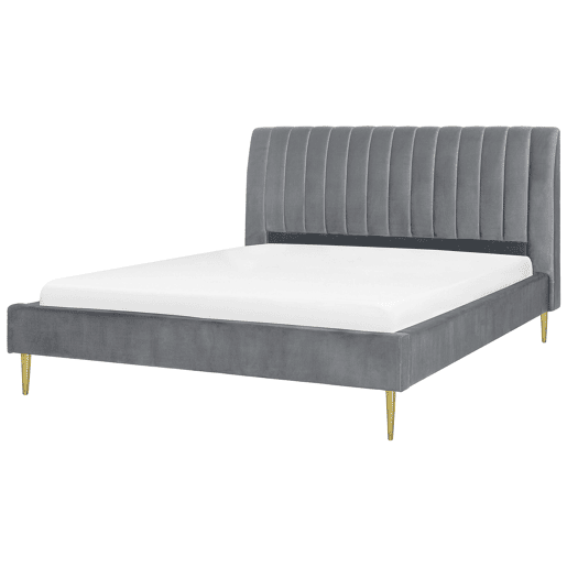 Cama Veludo MARVILLE 180 x 200 cm Cinzento