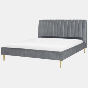 Cama Veludo MARVILLE 180 x 200 cm Cinzento