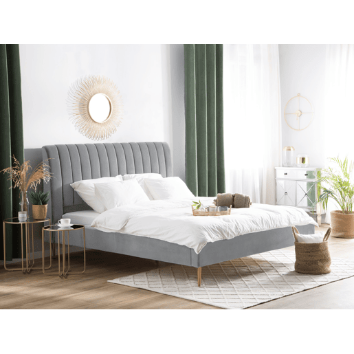 Cama Veludo MARVILLE 180 x 200 cm Cinzento