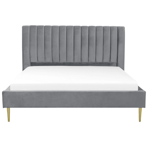 Cama Veludo MARVILLE 180 x 200 cm Cinzento