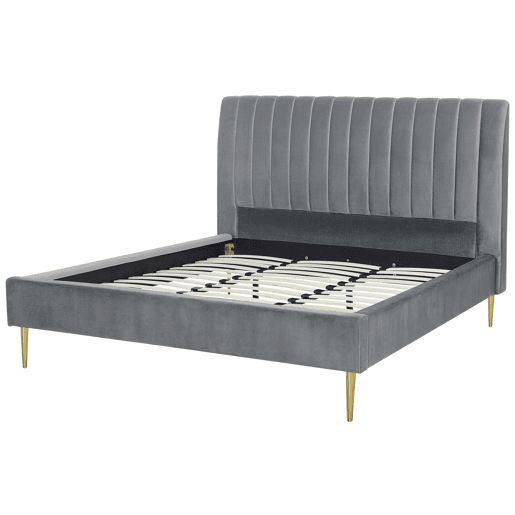 Cama Veludo MARVILLE 180 x 200 cm Cinzento