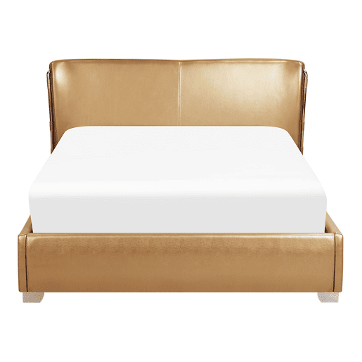 Cama com LED Pele PARIS 140 x 200 cm LED Dourado