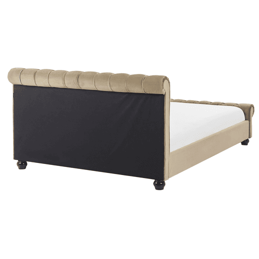 Cama Veludo AVALLON 160 x 200 cm Creme