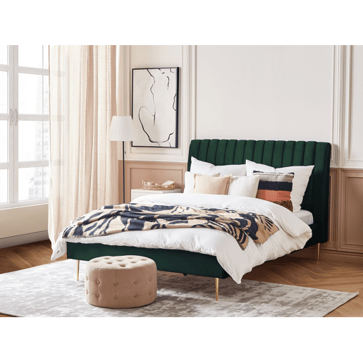 Cama Veludo MARVILLE 140 x 200 cm Verde esmeralda