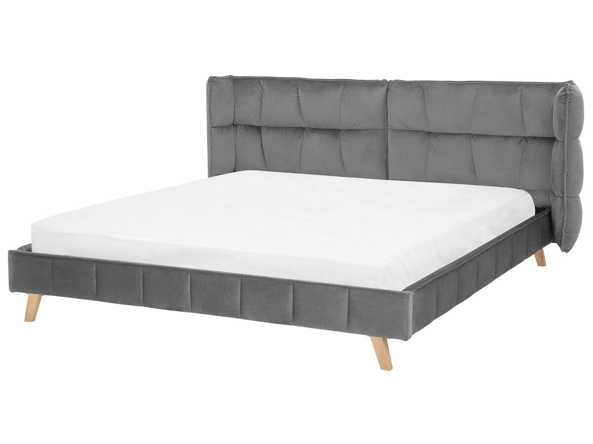 Beliani Cama Terciopelo SENLIS 254x220 Gris