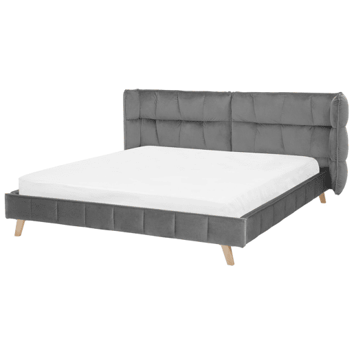 Cama Veludo SENLIS 180 x 200 cm Cinzento