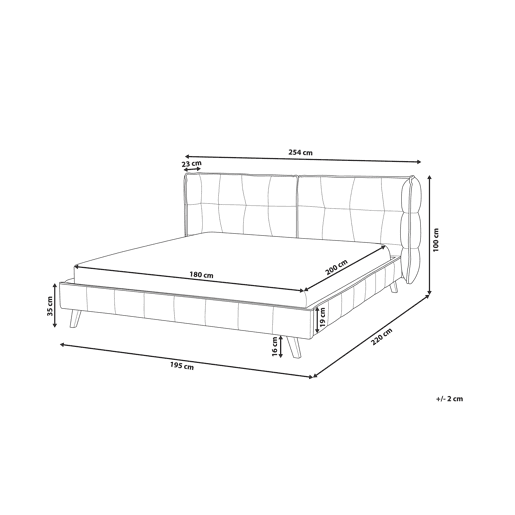 Cama Veludo SENLIS 180 x 200 cm Cinzento