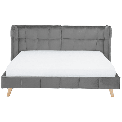 Cama Veludo SENLIS 180 x 200 cm Cinzento