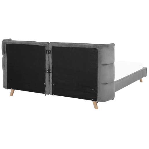 Cama Veludo SENLIS 180 x 200 cm Cinzento