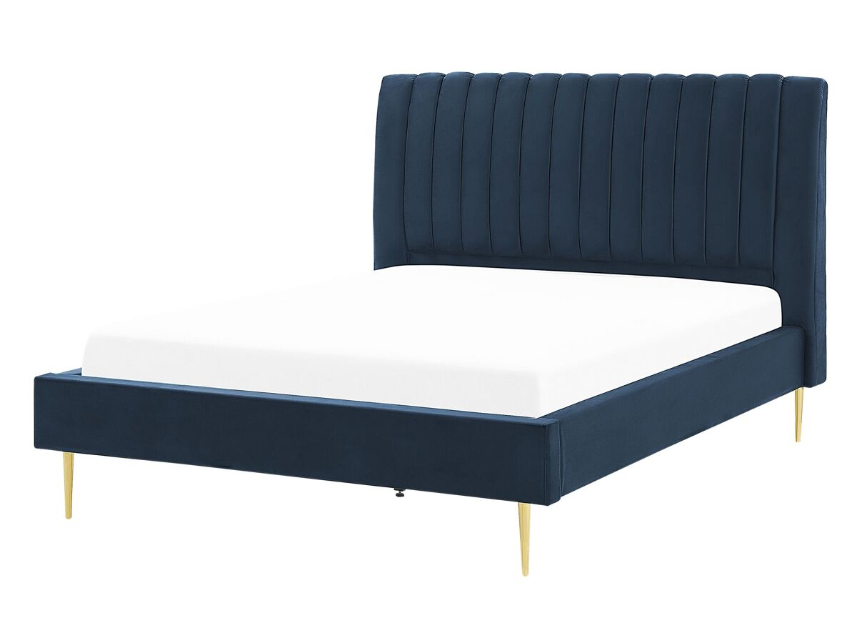 Beliani Cama Terciopelo MARVILLE 162x225 Azul