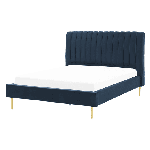 Cama Veludo MARVILLE 140 x 200 cm Azul escuro