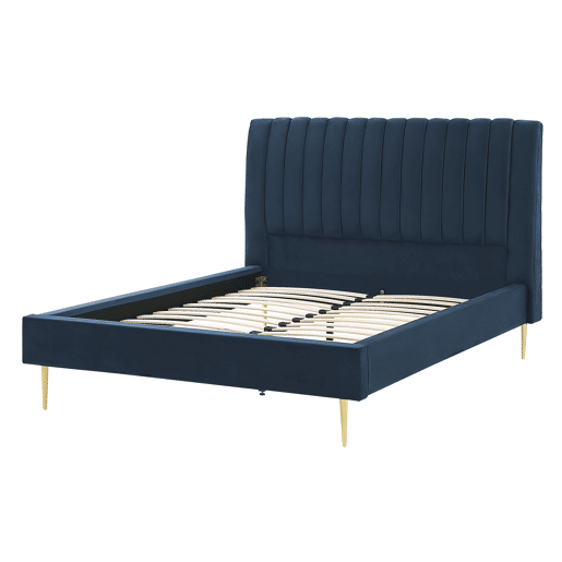 Cama Veludo MARVILLE 140 x 200 cm Azul escuro