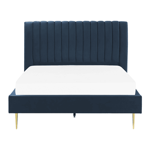 Cama Veludo MARVILLE 140 x 200 cm Azul escuro