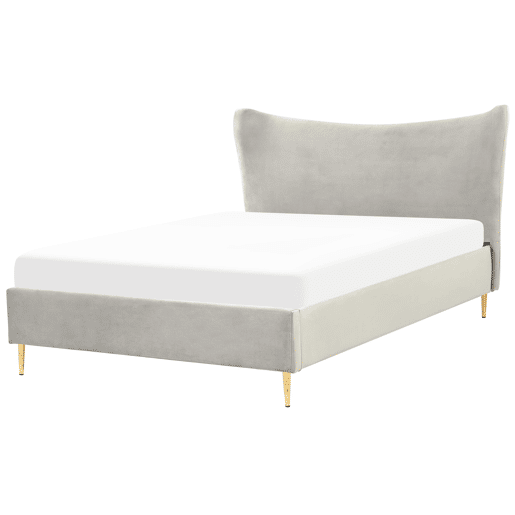 Cama Veludo CHALEIX 140 x 200 cm Cinzento claro