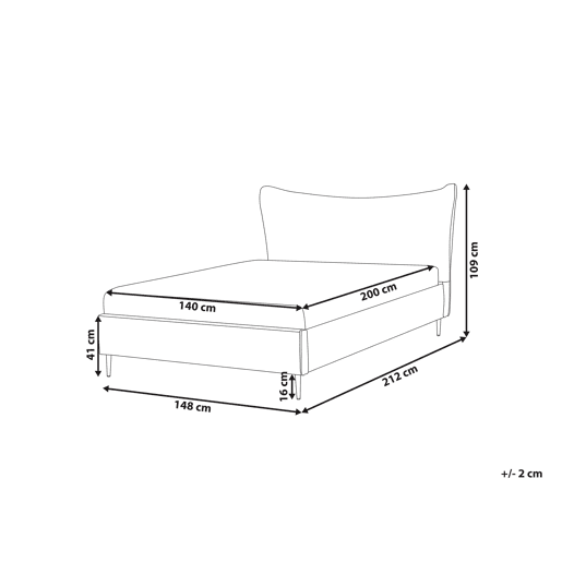 Cama Veludo CHALEIX 140 x 200 cm Cinzento claro