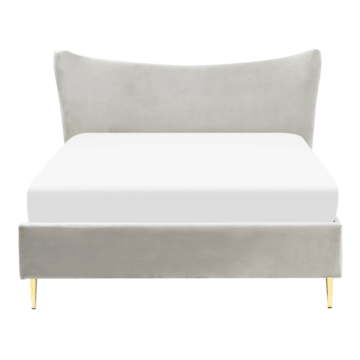 Cama Veludo CHALEIX 140 x 200 cm Cinzento claro