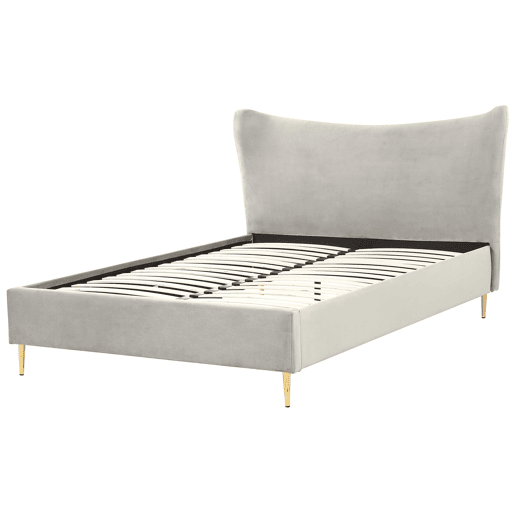 Cama Veludo CHALEIX 140 x 200 cm Cinzento claro