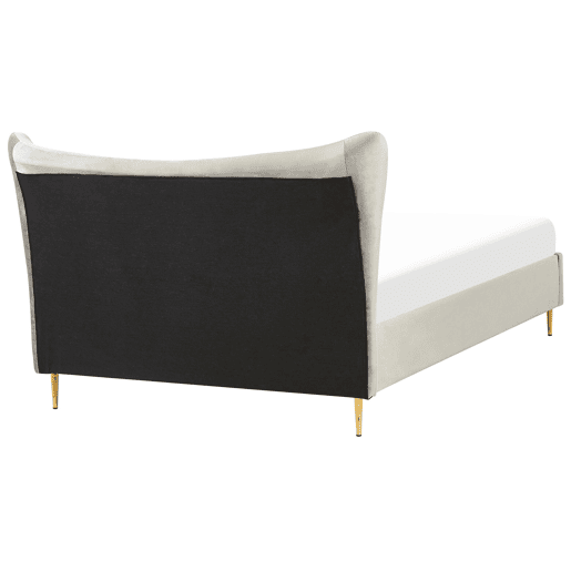 Cama Veludo CHALEIX 140 x 200 cm Cinzento claro