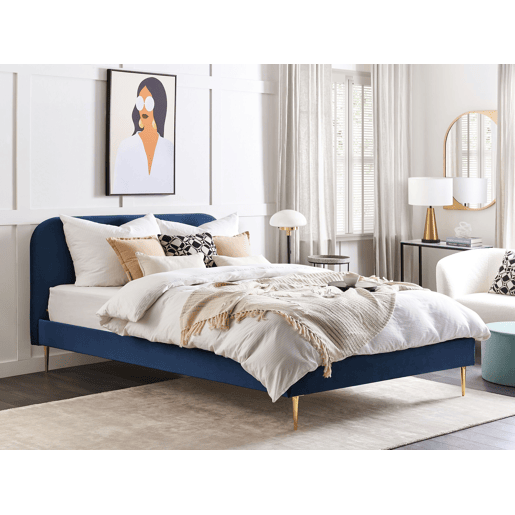 Cama Veludo FLAYAT 180 x 200 cm Azul marinho